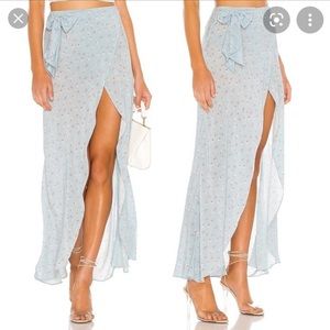 LoveShackFancy Jolene Maxi Skirt in blue floral